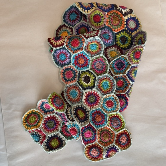 Crocheted multi color scarf. 65 inches - Picture 2 of 2